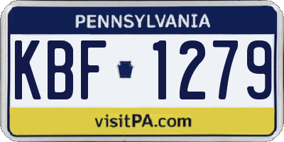PA license plate KBF1279