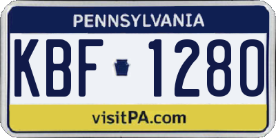 PA license plate KBF1280