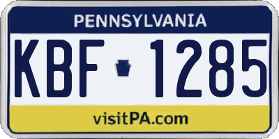 PA license plate KBF1285