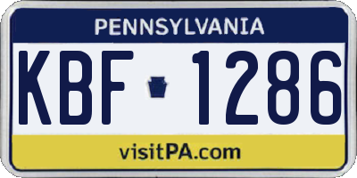 PA license plate KBF1286