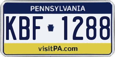 PA license plate KBF1288