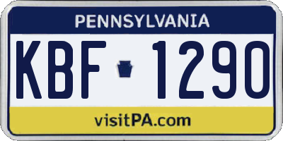 PA license plate KBF1290