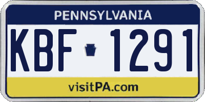PA license plate KBF1291