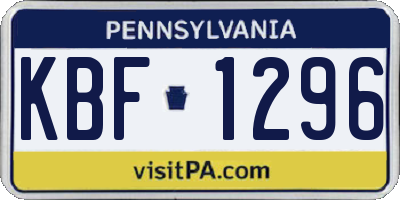PA license plate KBF1296