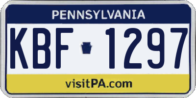 PA license plate KBF1297