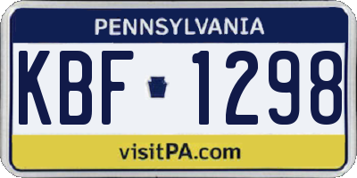 PA license plate KBF1298
