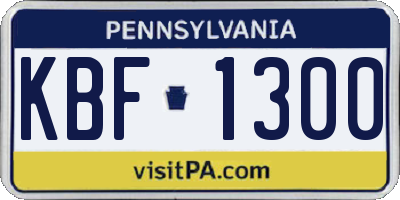 PA license plate KBF1300