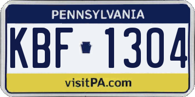 PA license plate KBF1304