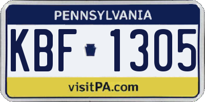 PA license plate KBF1305