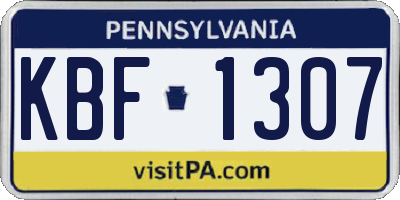 PA license plate KBF1307