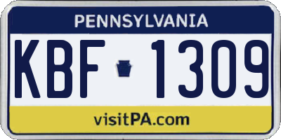 PA license plate KBF1309
