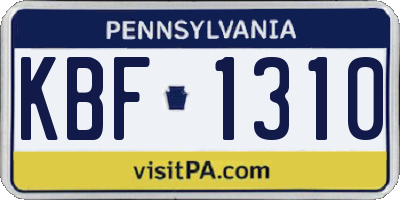 PA license plate KBF1310