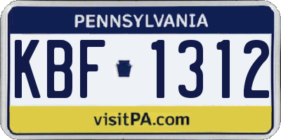 PA license plate KBF1312