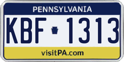 PA license plate KBF1313
