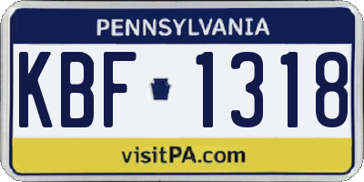 PA license plate KBF1318