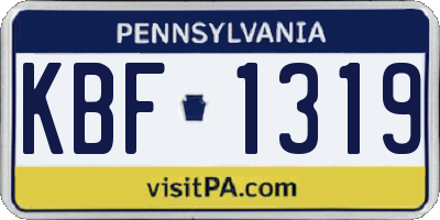 PA license plate KBF1319