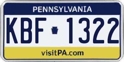 PA license plate KBF1322