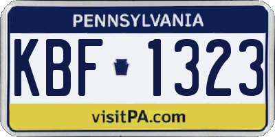 PA license plate KBF1323