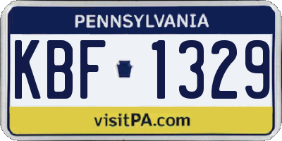 PA license plate KBF1329