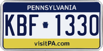 PA license plate KBF1330