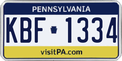 PA license plate KBF1334