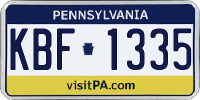 PA license plate KBF1335