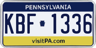 PA license plate KBF1336