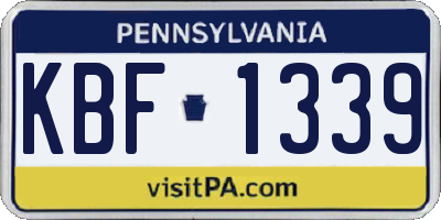 PA license plate KBF1339
