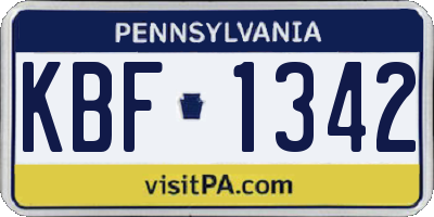 PA license plate KBF1342