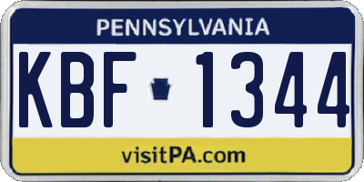 PA license plate KBF1344