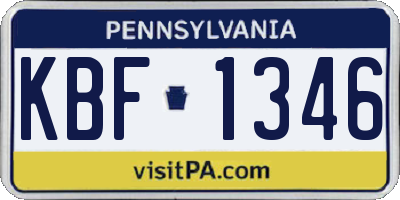 PA license plate KBF1346
