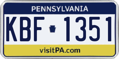 PA license plate KBF1351