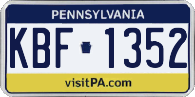 PA license plate KBF1352