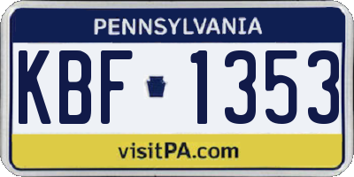 PA license plate KBF1353
