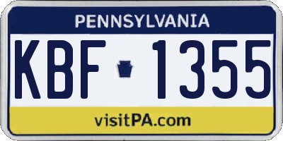 PA license plate KBF1355