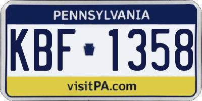 PA license plate KBF1358