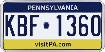 PA license plate KBF1360