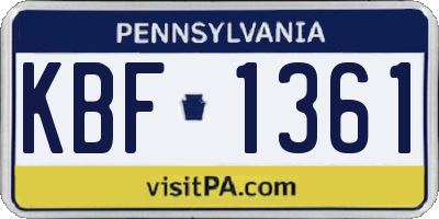 PA license plate KBF1361