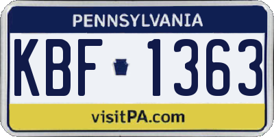 PA license plate KBF1363