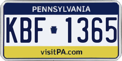 PA license plate KBF1365