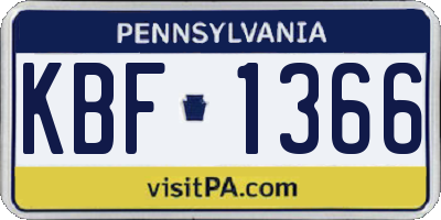 PA license plate KBF1366