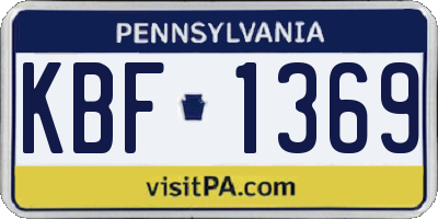 PA license plate KBF1369