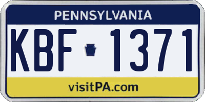PA license plate KBF1371