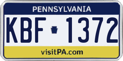 PA license plate KBF1372