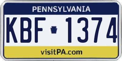 PA license plate KBF1374