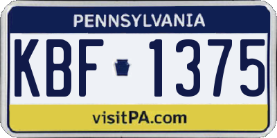 PA license plate KBF1375