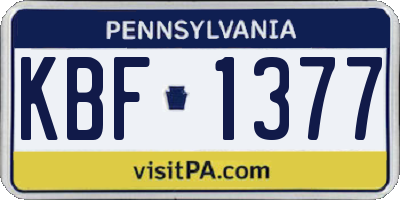 PA license plate KBF1377
