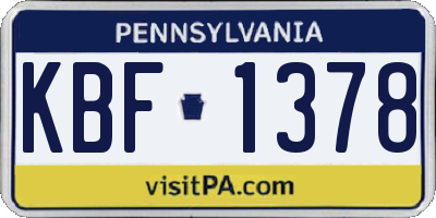 PA license plate KBF1378