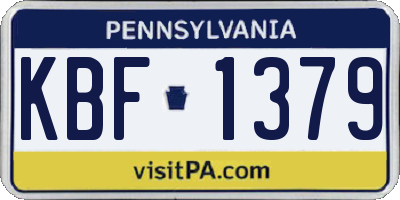 PA license plate KBF1379