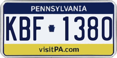 PA license plate KBF1380
